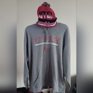 Utah Utes Gray Hoodie and Beanie Set